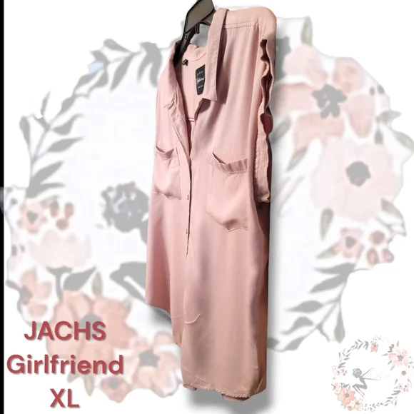 JACHS Girlfriend Dusty Rose Button Up Cap Sleeve Top XL - Picture 4 of 8